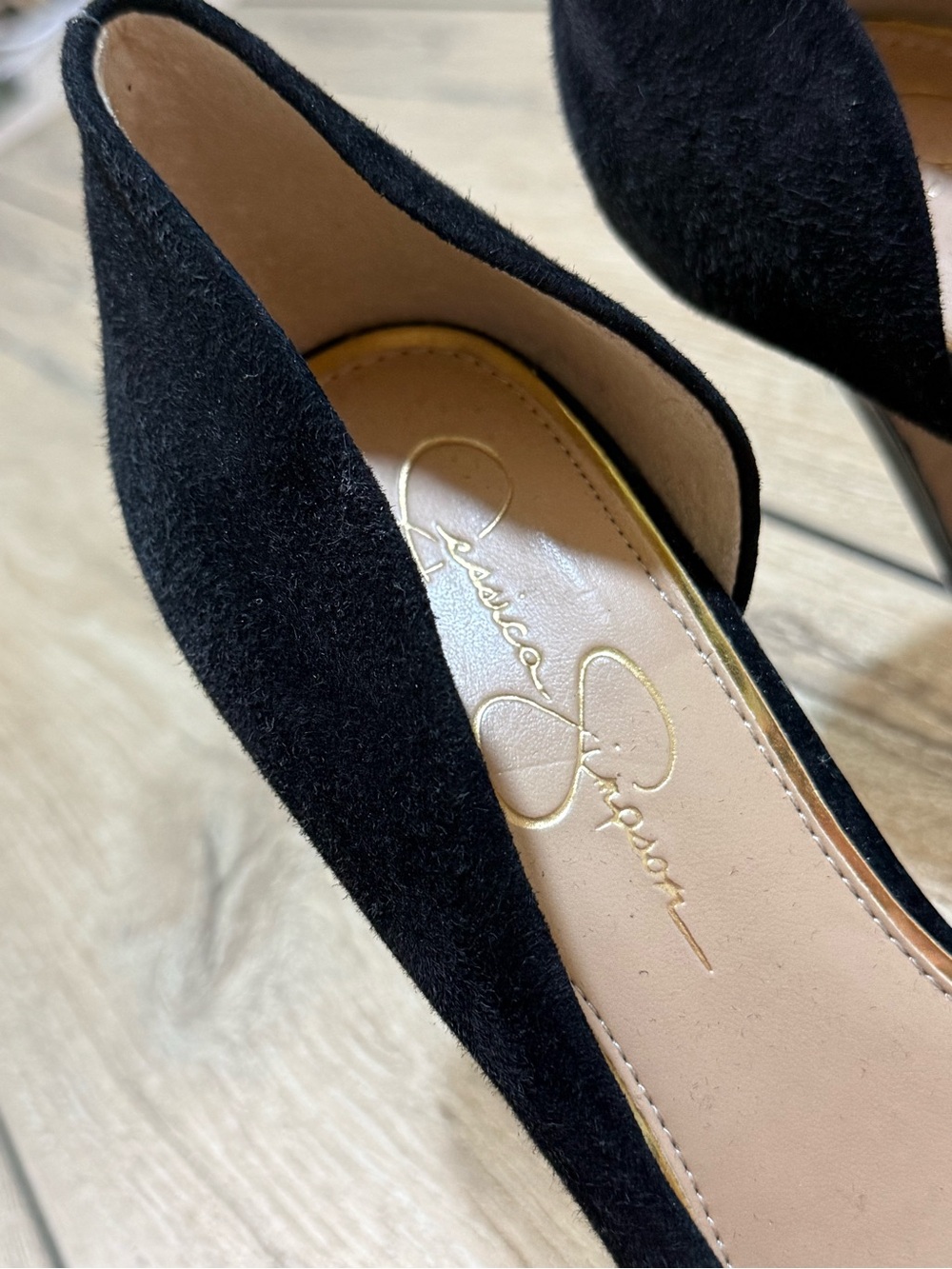 Jessica Simpson Black Suede Pointed Toe Pumps Stiletto Heels Claudette 8.5 - Picture 10 of 12